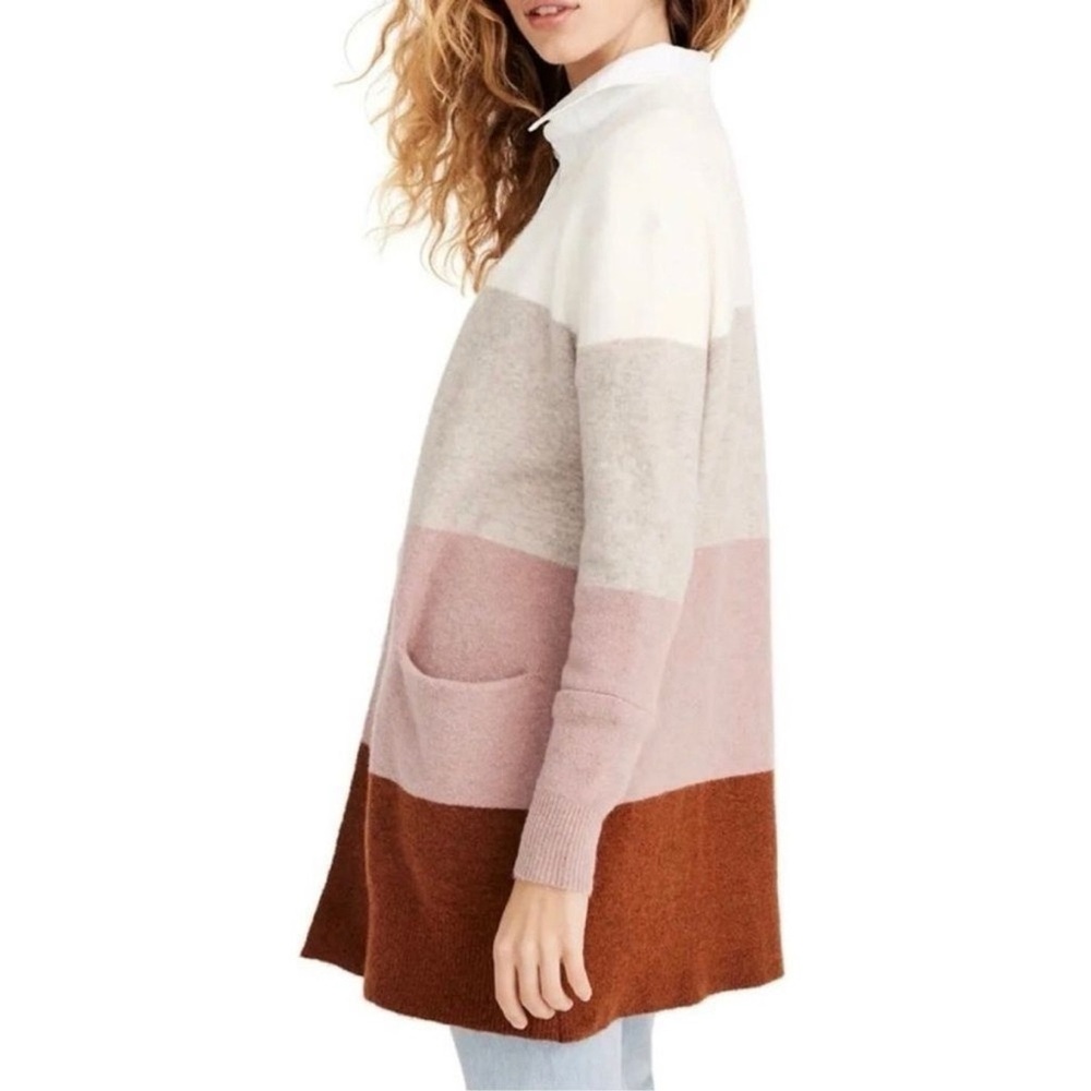 Madewell women’s Ryder Colorblock cardigan Sweater size M cream tan camel